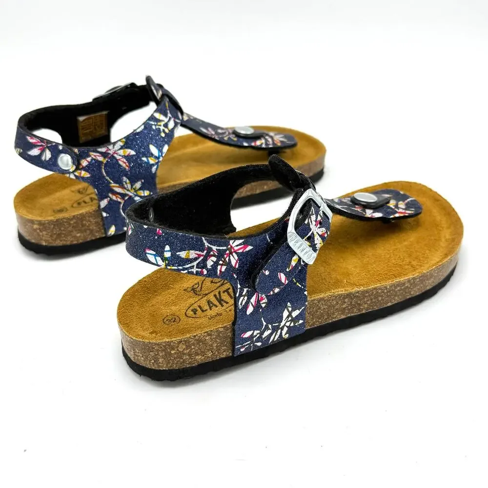 Plakton Girls Gladiator Sandals US 1-2 Child EU 32 Blue Floral Glitter Spain